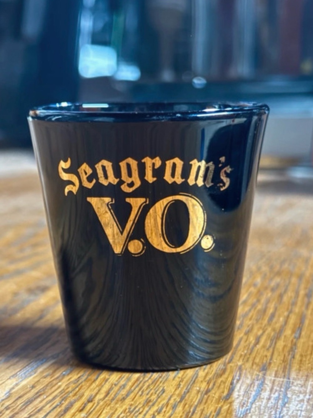 Vintage Collectible Seagram’s V.O. Canadian Whiskey Shot Glass for Home Bar